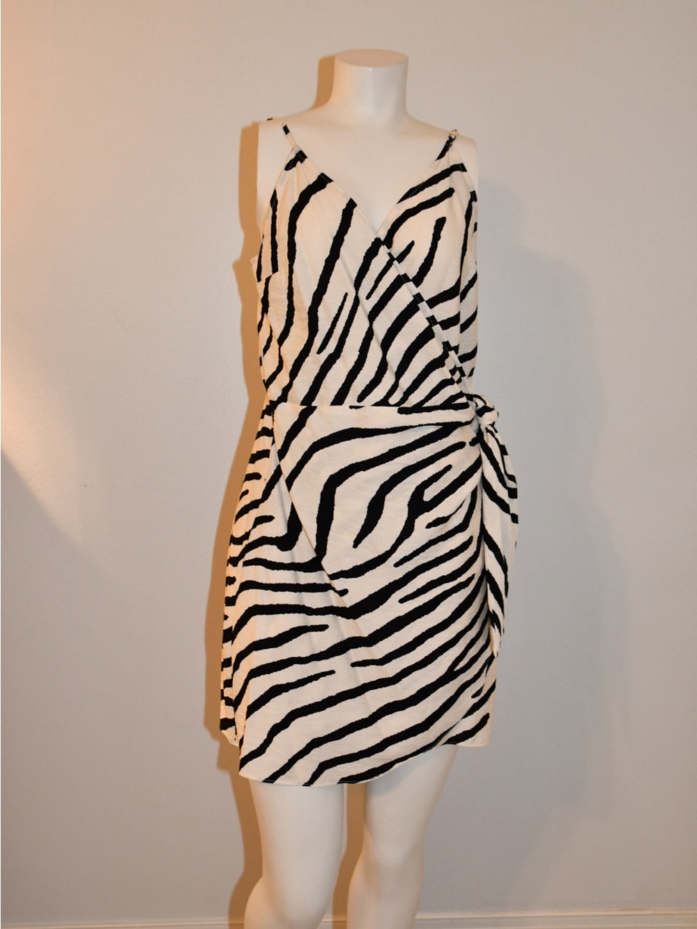 H&M Black & White Zebra animal Print Wrap Mini Dress medium